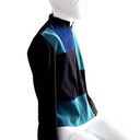 Jennifer Moore 90s Vintage  blue Color Blocked Patchwork Casual Light jacket 8P Photo 1