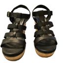 Timberland  Roslyn Strappy Leather Cork Platform Sandals Chunky Heel Black Sz 10 Photo 0