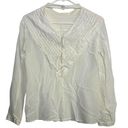 J Brand  Chrystal Pleated Silk Cream Off White Blouse Size Small Photo 2