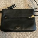 Vince Camuto  Black Leather Double Zipper Pocket Crossbody Purse Handbag Photo 3