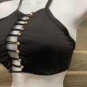 Kenneth Cole Black High Neck Bikini Top Gold Metal Button Detail Size Large Photo 3