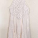 American Eagle Cream High Neck Flowy Crochet Lace Tiered Slip Mini Dress Boho M Photo 0