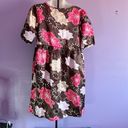 belle du jour  Pullover Brown Satin Floral Dress Size Medium Photo 1