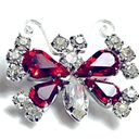 Ruby Designer B David BUTTERFLY BROOCH PIN  Red Clear Crystal Rhinestone Silver Photo 0