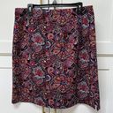 Talbots  Knee Length Paisley Skirt Womens Sz Large Elastic Waist Pull On Red Blue Photo 3