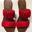 Barney’s New York Red Satin Double-band Sandals Photo 4