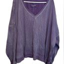 Pilcro  Anthropologie Moira Cotton Pullover Thermal, Waffle knit V-Neck Lavender Photo 4