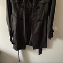 Tahari  Black Ruffle Detail Trench Coat Photo 5