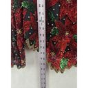 Laurence Kazar  New York Vintage Poinsettia Sequin Beaded Blouse Top Size Large Photo 1