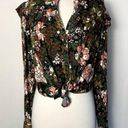 Treasure & Bond  Floral Print Flower Ruffle Frill Trim Button Long Sleeve Shirt Photo 1