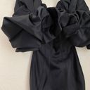 House Of CB  'Selena' Black Satin Puff Shoulder Dress off shoulder /Size XS NWOT Photo 7