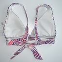 Raisin's NWT  Palm Leaf Print Triangle Bikini Top Strappy Tie Back White Pink Med. Photo 5