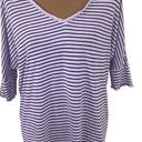 Edge Sundance maritime striped slouchy raw  v-neck tunic length tee lavender XS Photo 0