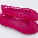 Crocs  Women's Adrina III Peep Toe Flats Slip Ons Bright Pink Jelly Shoes Size 8 Photo 2