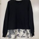 Jason Wu  black crew neck floral hem sweatshirt sweater size medium Photo 0