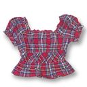 Sim & Sam  Plaid Blouse Top Size Medium Photo 3