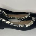 BCBGeneration BCBG Women’s Black Round Point Toe Flats with Snake Print Accent Sz 5.5 Crystal Photo 0