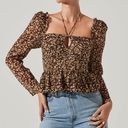 ASTR  The Label Toni Ruched Halter long sleeve peplum floral top Photo 0