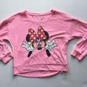 Disney  Minnie Mouse Colorful Long Sleeve Crop Top Nerdy Pink XL Graphic Sweater Photo 0