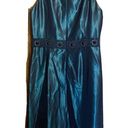 Badgley Mischka  Sz 8 Green Sateen Embellished Sleeveless Cocktail Evening Dress Photo 2