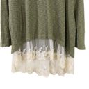 indigo. Thread Co 3/4 Sleeve Nubby Green Lace Ruffle Hem Tunic Top 1X Photo 1