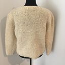 The Moon  GRAY Vintage Off White Boucle Knit Sweater Cardigan Wood Buttons Medium 4 Photo 2