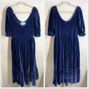 Hill House  The Louisa Nap Dress Smocked Navy Blue Velvet Ruffle Midi Dress XXL Photo 1