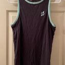 Peloton Flow Tulip Back Tank Top Size Large Black Teal Trim Photo 0