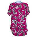 Christopher & Banks  Women's Pink & White Floral V- Neck Blouse Shirt Size Small Photo 2