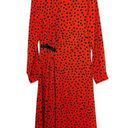 Hunter Bell  Orange Black Animal Print Lawton Polka Dot Ruched Midi Dress Size 6 Photo 0