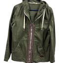 Roxy  Olive Green Embroidered Zip Up Hooded Jacket Surf Company Women’s Large Photo 1