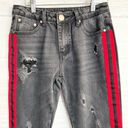 Brooklyn Karma  Distressed Red Racing Stripe Jeans Photo 7