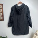 Denim & Co Vintage Fleece Lined Black Denim Hooded Toggle Coat NWT Photo 4