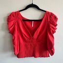 Free People Red Ruffled Blouse Photo 0