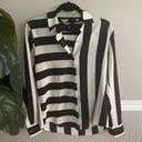 DKNY Women’s  Mixed Striped Button Down Shirt Black White Size XS Photo 1