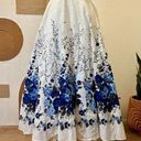 Coldwater Creek  White Cotton Blue Rose Floral Print Summer Midi Skirt 1X Photo 0