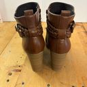 American Eagle Braided Buckle Side Zipper Carmel Brown Boots Heels 3 3/4” Photo 10