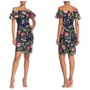 Trina Turk Trina  Navy Blue Floral Embroidery Cocktail Dress Photo 12