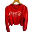 Coca-Cola Vintage‎  Classic Red & White 100% Cotton Cropped Long Sleeve T-Shirt Photo 0