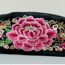 Pink Lotus Black  Flower Floral Boho Bohemian Zipper Pencil Case Pouch Cosmetics Makeup Travel Clutch Bag 🪷✨ Photo 0