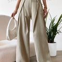 High Waisted Plicated Wide Leg Pants Brown Size L Photo 0