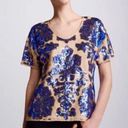 Tracy Reese for Neiman Marcus /Target Blue Ecru Sequined Blouse Top $79.99 EUC S Photo 0