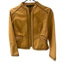 Anne Klein Anne‎ Klein 100% Leather Yellow Zipper Jacket​ Photo 2