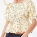 Urban Outfitters  Pale Yellow Polka Dot Tie Open Back Peplum Top Large Photo 0