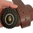 Amanda Smith  Genuine Leather Brown Belt Brass Rhinestone Bling Buckle Women’s L Photo 0