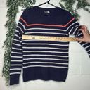 The North Face  | women wool crew neck sweater striped elbow patches Photo 4