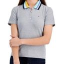 Tommy Hilfiger  Womens Striped Ribbed Polo Top in gray size XXL Photo 0