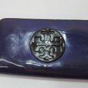 Tory Burch  Patent Leather Zip Around Continental Logo Wallet Purple Black Photo 1