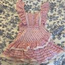 Love Shack Fancy Leon Pink Gingham Floral Ruffle Dress Photo 2