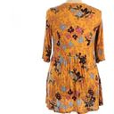 Terra & Sky Mustard yellow lace up V-neck baby doll floral top size 2X Photo 4